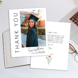 Tarjeta De Agradecimiento Foto de flores silvestres de graduación Gracias
