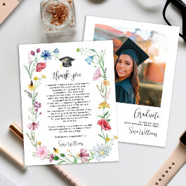 Tarjeta De Agradecimiento Foto de flores silvestres de graduación Gracias