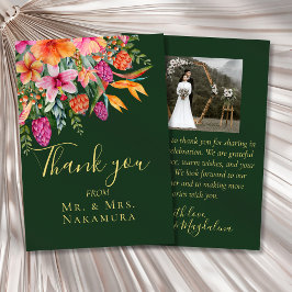 Tarjeta De Agradecimiento Foto de Flores Tropicales Naranjas Rosadas Bonitas