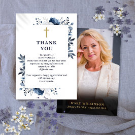 Tarjeta De Agradecimiento Foto de funeral de celebración cristiana de vida a