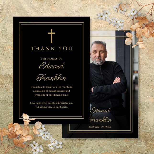 Tarjeta De Agradecimiento Foto De Funeral De La Celebración Cristiana De La  (Christian Celebration Of Life Funeral Photo Thank You Card)