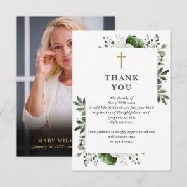 Tarjeta De Agradecimiento Foto De Funeral De La Celebración Cristiana Verde 