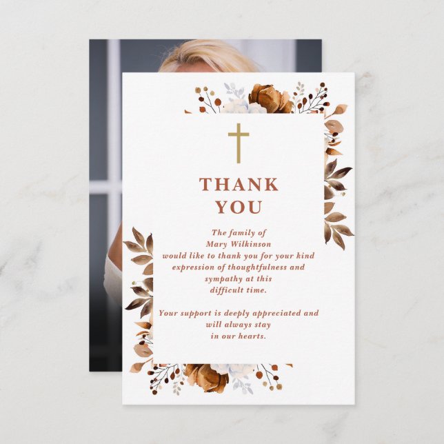 Tarjeta De Agradecimiento Foto De Funeral De La Celebración Rustica Cristian (Anverso / Reverso)