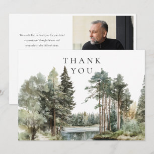 Tarjeta De Agradecimiento Foto de funeral junto al lago del bosque