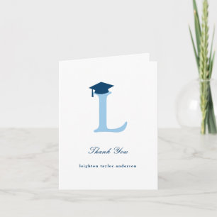Tarjeta De Agradecimiento Foto de Gorra de Graduación Clásica Monograma L Mo