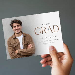 Tarjeta De Agradecimiento Foto de Grado Elegante para Senior Graduación Maes