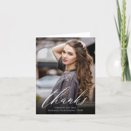 Tarjeta De Agradecimiento Foto de graduación con elegancia clásica