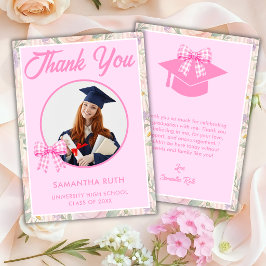 Tarjeta De Agradecimiento Foto de Graduación con Flores Silvestres