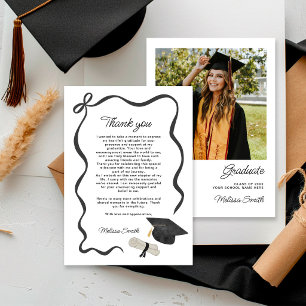 Tarjeta De Agradecimiento Foto de graduación con lazo negro