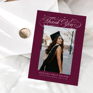 Tarjeta De Agradecimiento Foto de graduación con letra elegante de arándano