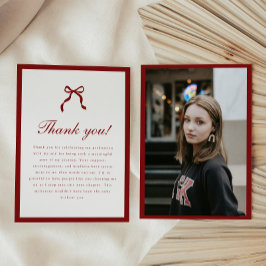 Tarjeta De Agradecimiento Foto de graduación Coquette vino tinto con letra c