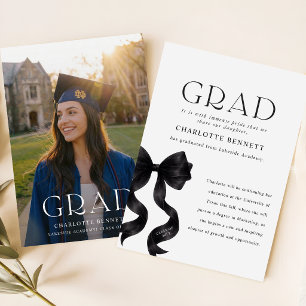 Tarjeta De Agradecimiento Foto de Graduación de Arco Negro Moderno Graduació