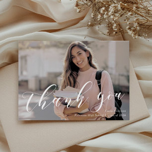 Tarjeta De Agradecimiento Foto de graduación de caligrafía clásica
