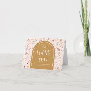 Tarjeta De Agradecimiento Foto de graduación de confeti rosa dorado lindo