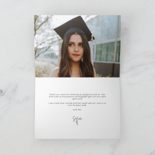 Tarjeta De Agradecimiento Foto de graduación de guión elegante latte + mensa