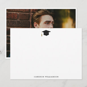 Tarjeta De Agradecimiento Foto de graduación de nombre personalizado moderno