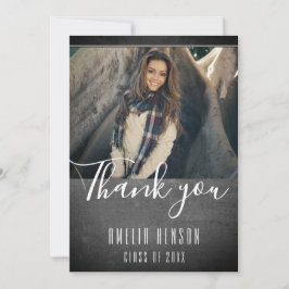 Tarjeta De Agradecimiento Foto de graduación de pizarra moderna Graduado