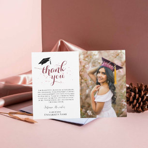 Tarjeta De Agradecimiento Foto de graduación editable de moda