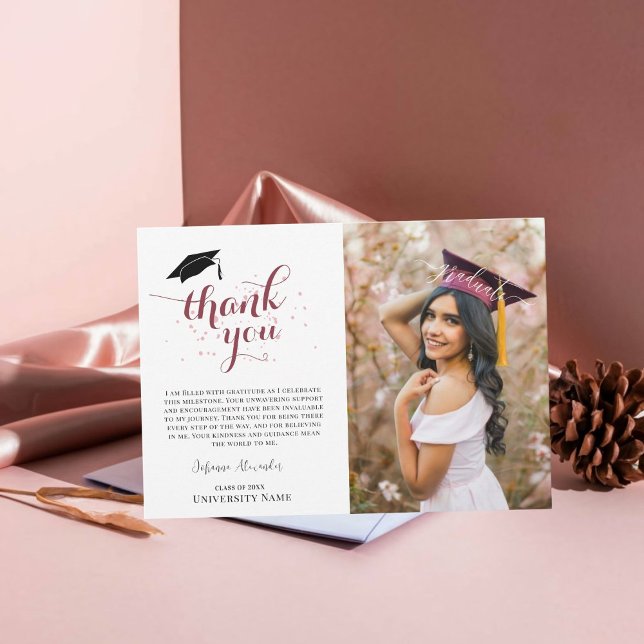 Tarjeta De Agradecimiento Foto de graduación editable de moda (Subido por el creador)