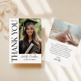 Tarjeta De Agradecimiento Foto de graduación elegante en Serif 2026