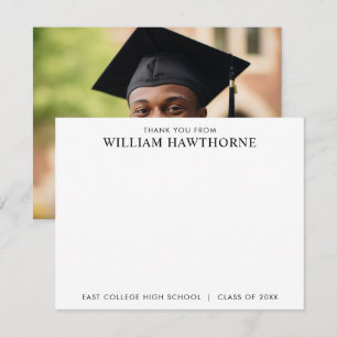 Tarjeta De Agradecimiento Foto de Graduación Minimalista Moderna