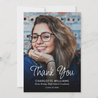 Tarjeta De Agradecimiento Foto de graduación Minimalista moderna