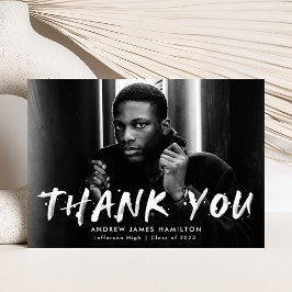 Tarjeta De Agradecimiento Foto de graduación moderna con salpicaduras de pin