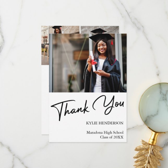 Tarjeta De Agradecimiento Foto de graduación moderna simple (Anverso/Reverso In Situ)