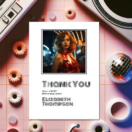 Tarjeta De Agradecimiento Foto de graduación Retro Disco