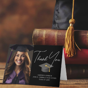 Tarjeta De Agradecimiento Foto de graduado elegante personalizada graduación