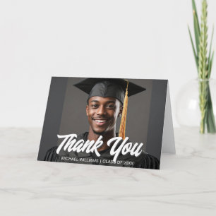 Tarjeta De Agradecimiento Foto de graduado Superposición de letra negrita Gr