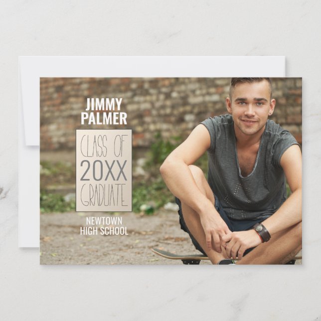 Tarjeta De Agradecimiento Foto de graduado urbano (Anverso)