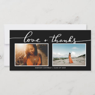 Tarjeta De Agradecimiento Foto de graduados de Modern Love & Gracias   Negra