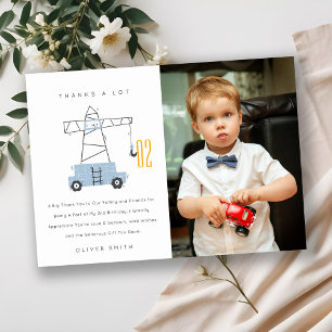 Tarjeta De Agradecimiento Foto de Grúa de Construcción Adorable Cumpleaños a