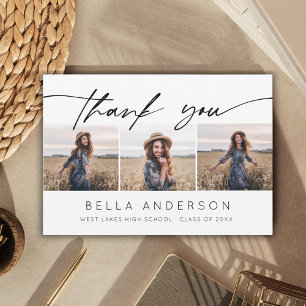 Tarjeta De Agradecimiento Foto de guion manuscrito moderno de graduación 3 