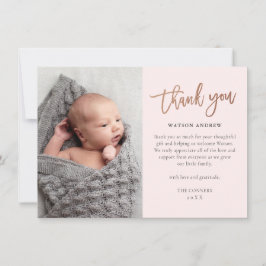 Tarjeta De Agradecimiento Foto de guión moderno para bebé