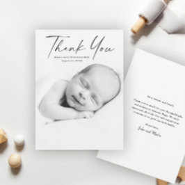 Tarjeta De Agradecimiento Foto de guión moderno para bebé