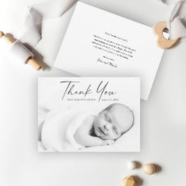 Tarjeta De Agradecimiento Foto de guión moderno para bebé