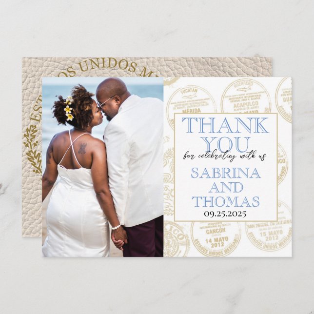 Tarjeta De Agradecimiento Foto de Ivory Mexico Boda Gracias (Anverso / Reverso)