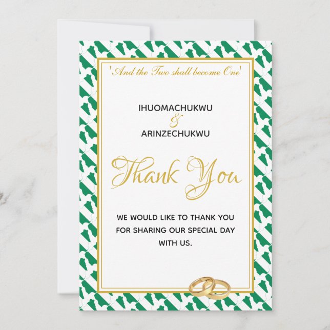Tarjeta De Agradecimiento Foto de la BANDERA personalizado NIGERIA (Anverso)