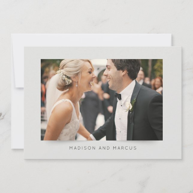 Tarjeta De Agradecimiento Foto de la boda moderna y elegante gracias (Anverso)