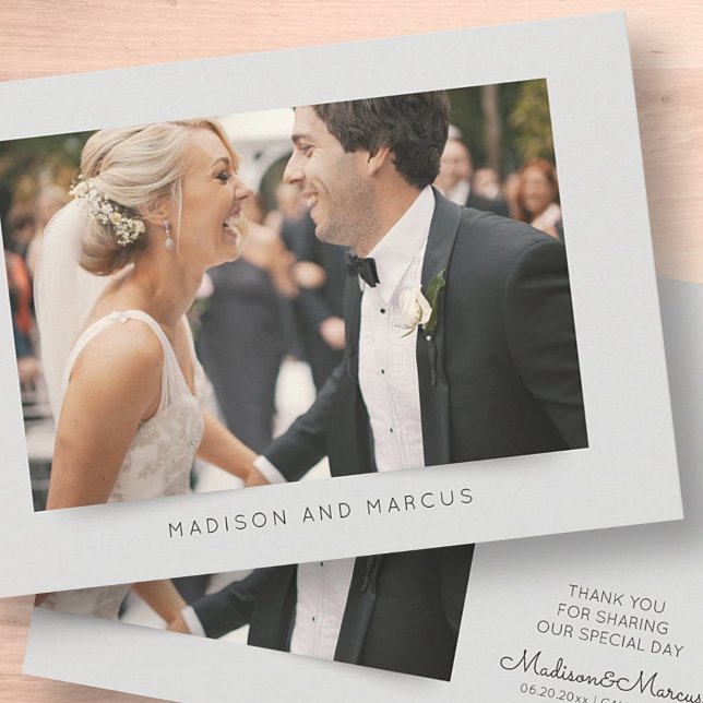 Tarjeta De Agradecimiento Foto de la boda moderna y elegante gracias (Subido por el creador)