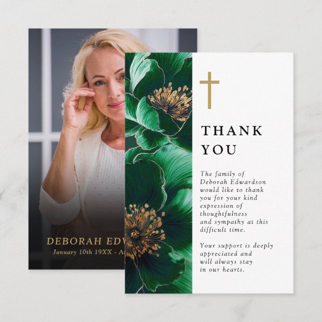 Tarjeta De Agradecimiento Foto De La Celebración Verde Cristiana De La Vida (Anverso / Reverso)