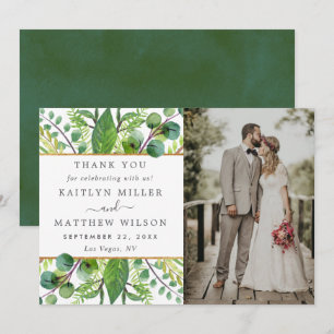 Tarjeta De Agradecimiento Foto de la colección de Bodas de verde y oro