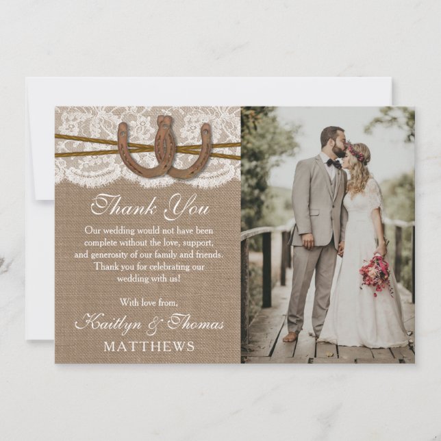 Tarjeta De Agradecimiento Foto de la colección de Bodas rusos de herradura (Anverso)