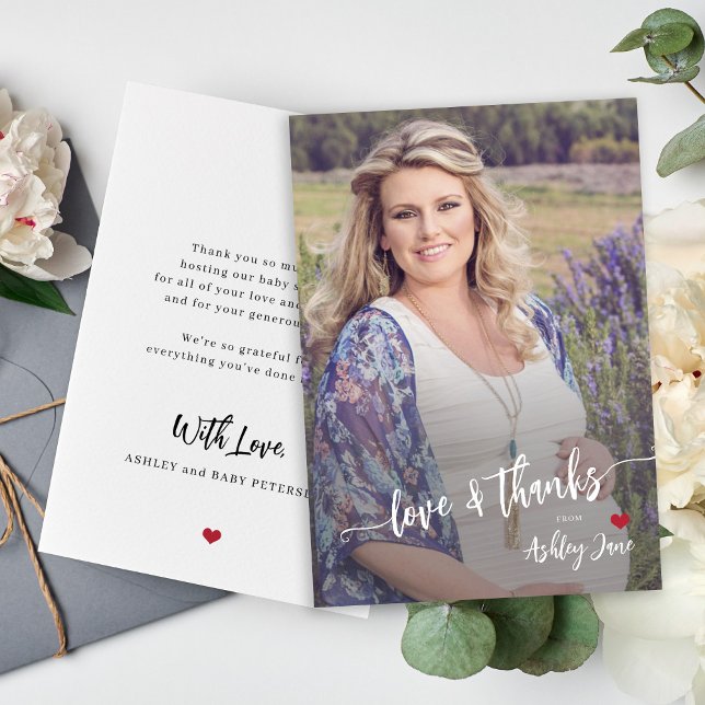 Tarjeta De Agradecimiento Foto de la ducha de bebé, escritura de amor modern (Subido por el creador)