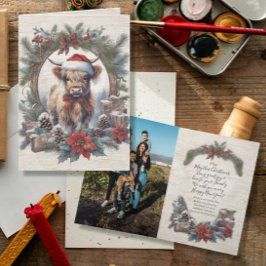 Tarjeta De Agradecimiento Foto de la familia de guirnaldas de vaca Highland