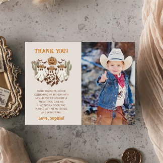 Tarjeta De Agradecimiento Foto de la fiesta de cumpleaños de Cowboy en Hallo