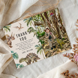 Tarjeta De Agradecimiento Foto de la fiesta de cumpleaños de los dinosaurios