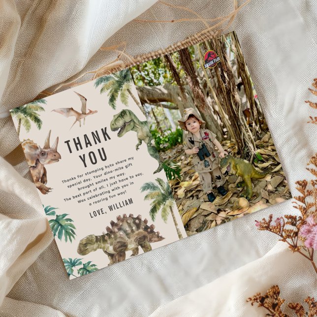 Tarjeta De Agradecimiento Foto de la fiesta de cumpleaños de los dinosaurios (Subido por el creador)
